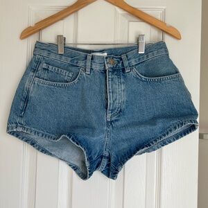 Mango Mid-Rise Blue Denim Shorts